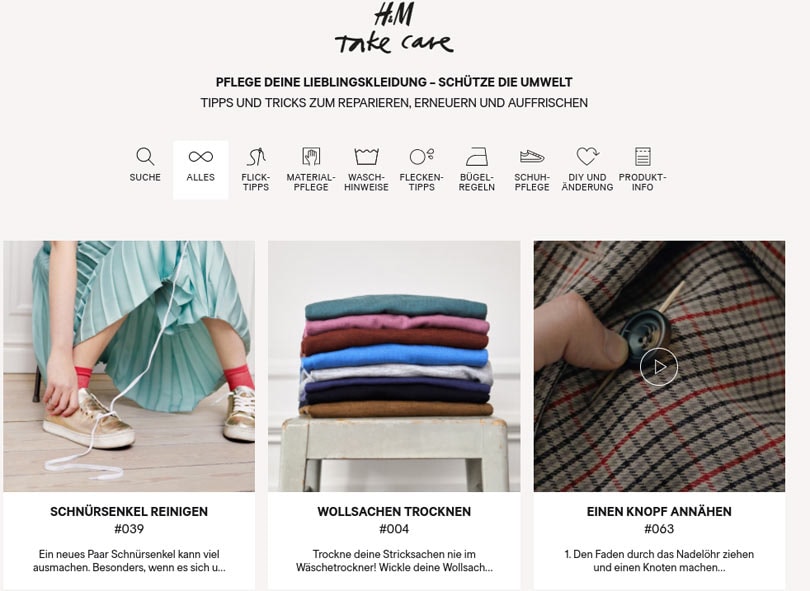H&M testet Produkte für Kleiderreparatur und -pflege in Deutschland H&M testet Produkte für Kleiderreparatur und -pflege in Deutschland
